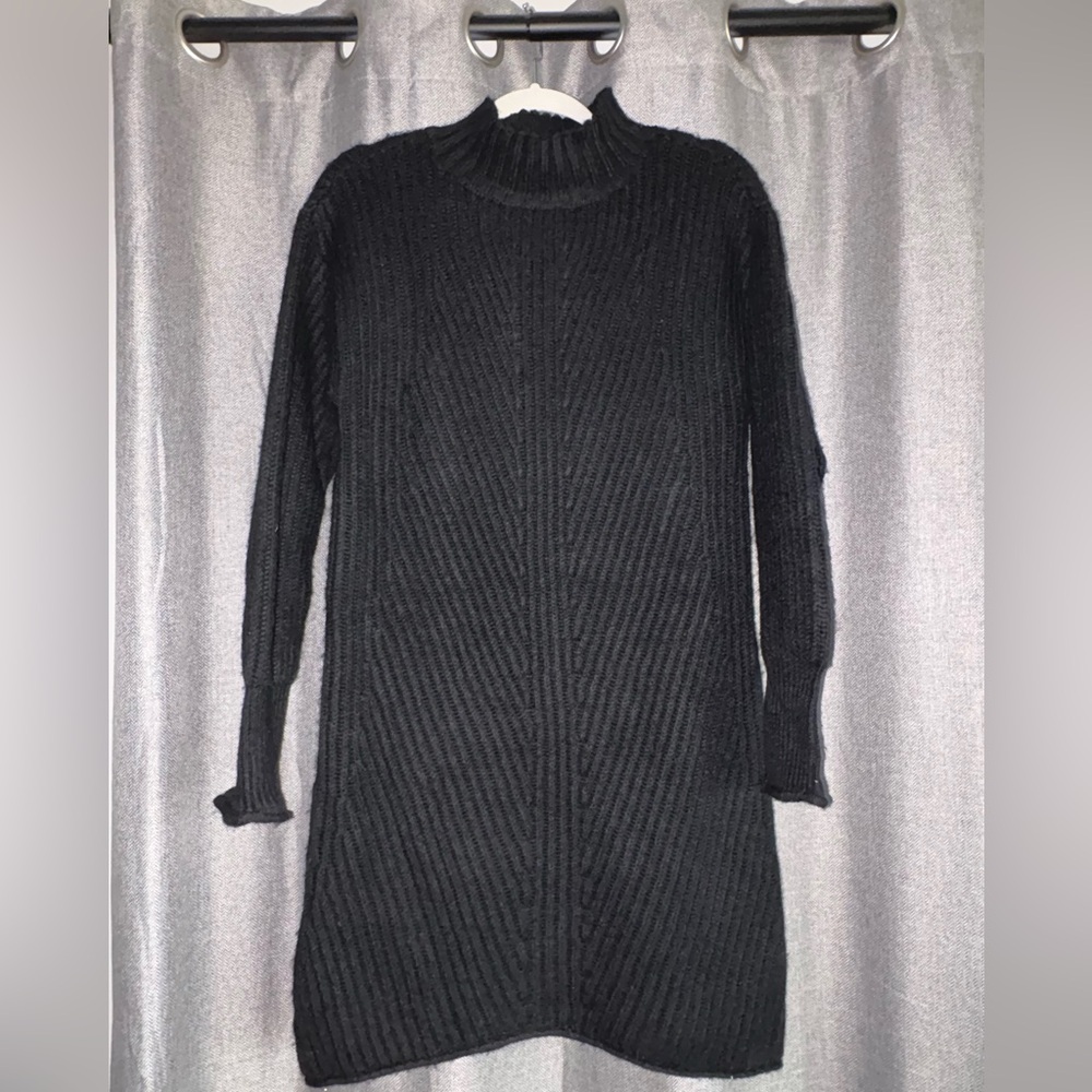 SO Black Ribbed Knit Women's Sweater Dress